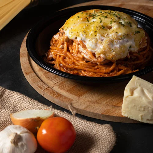 Four-Cheese Baked Spaghetti